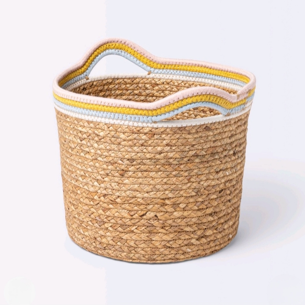 Cloud Island Natural Woven Round Storage Bin with Coiled Rope Handle
